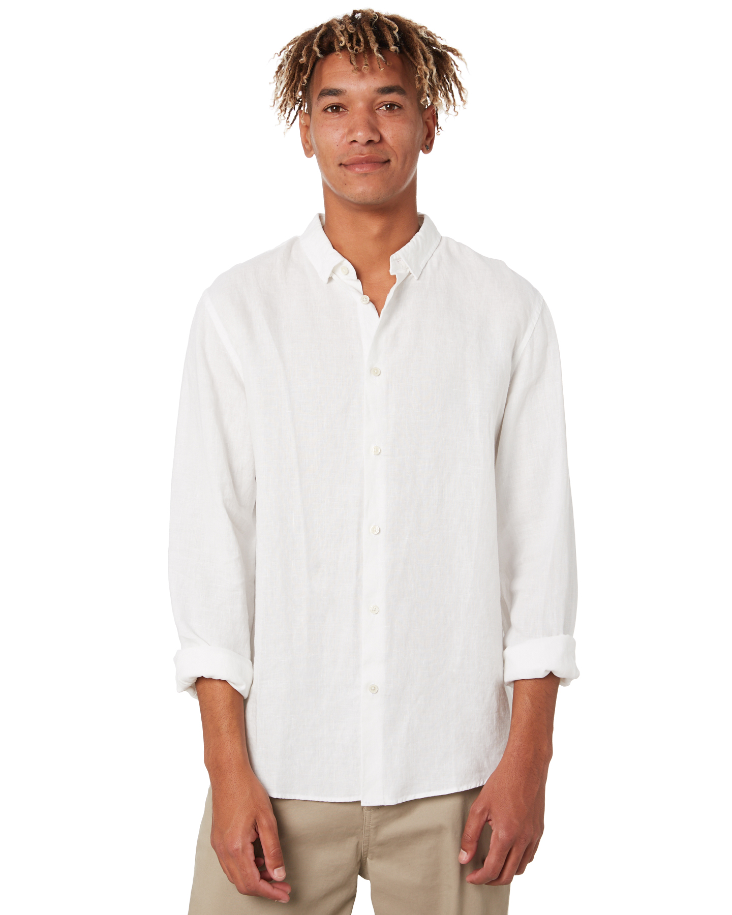 Academy Brand Stamford Mens Linen Shirt - White | SurfStitch