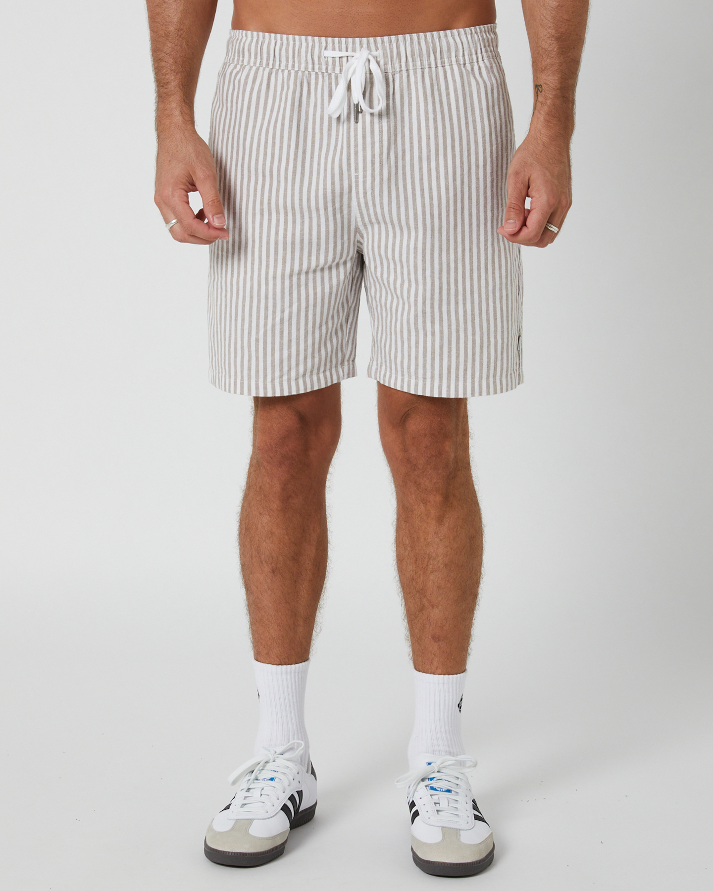 Silent Theory Striped Linen Short Tan SurfStitch