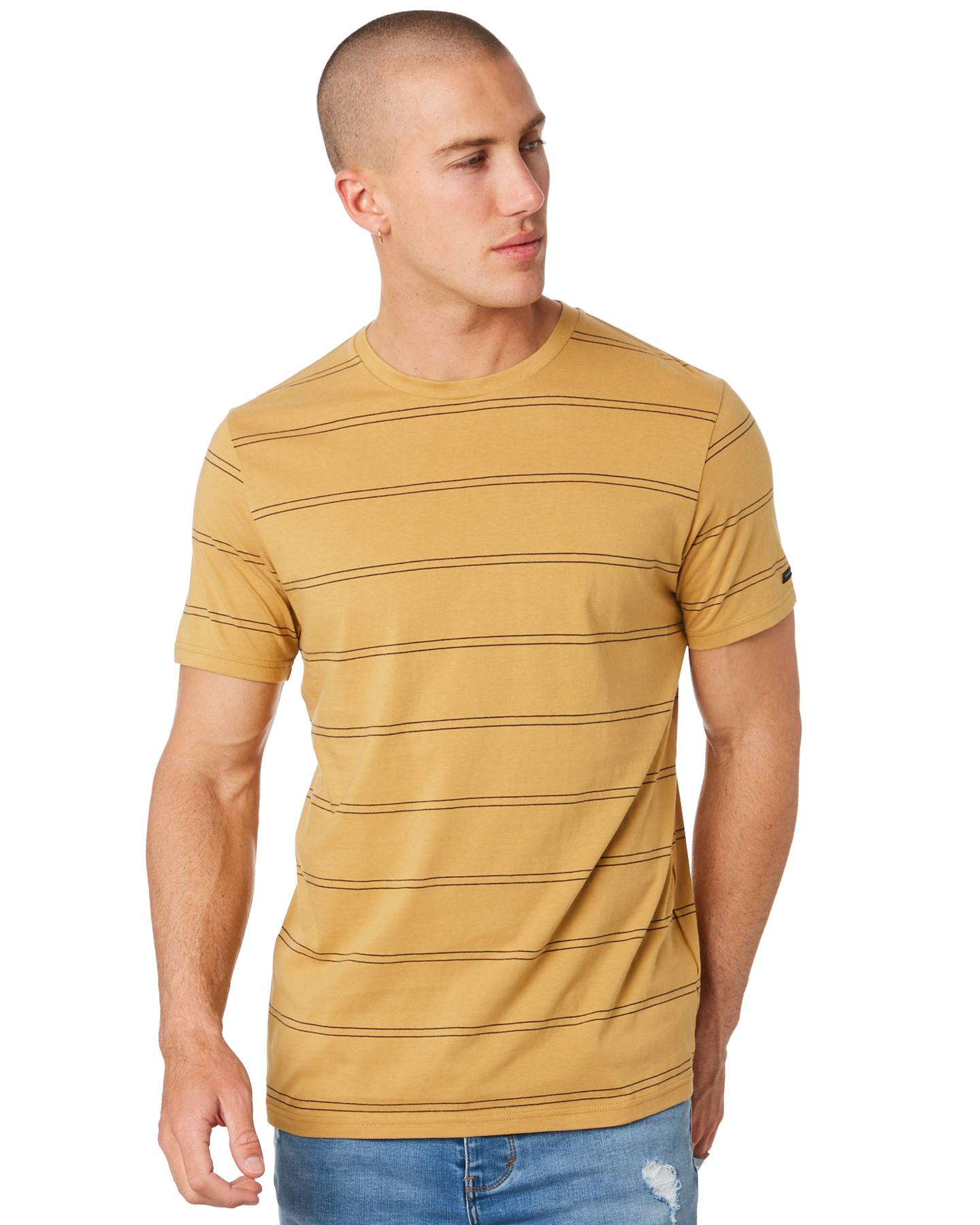  Rip Curl  Plain Stripe Mens Tee Mustard SurfStitch