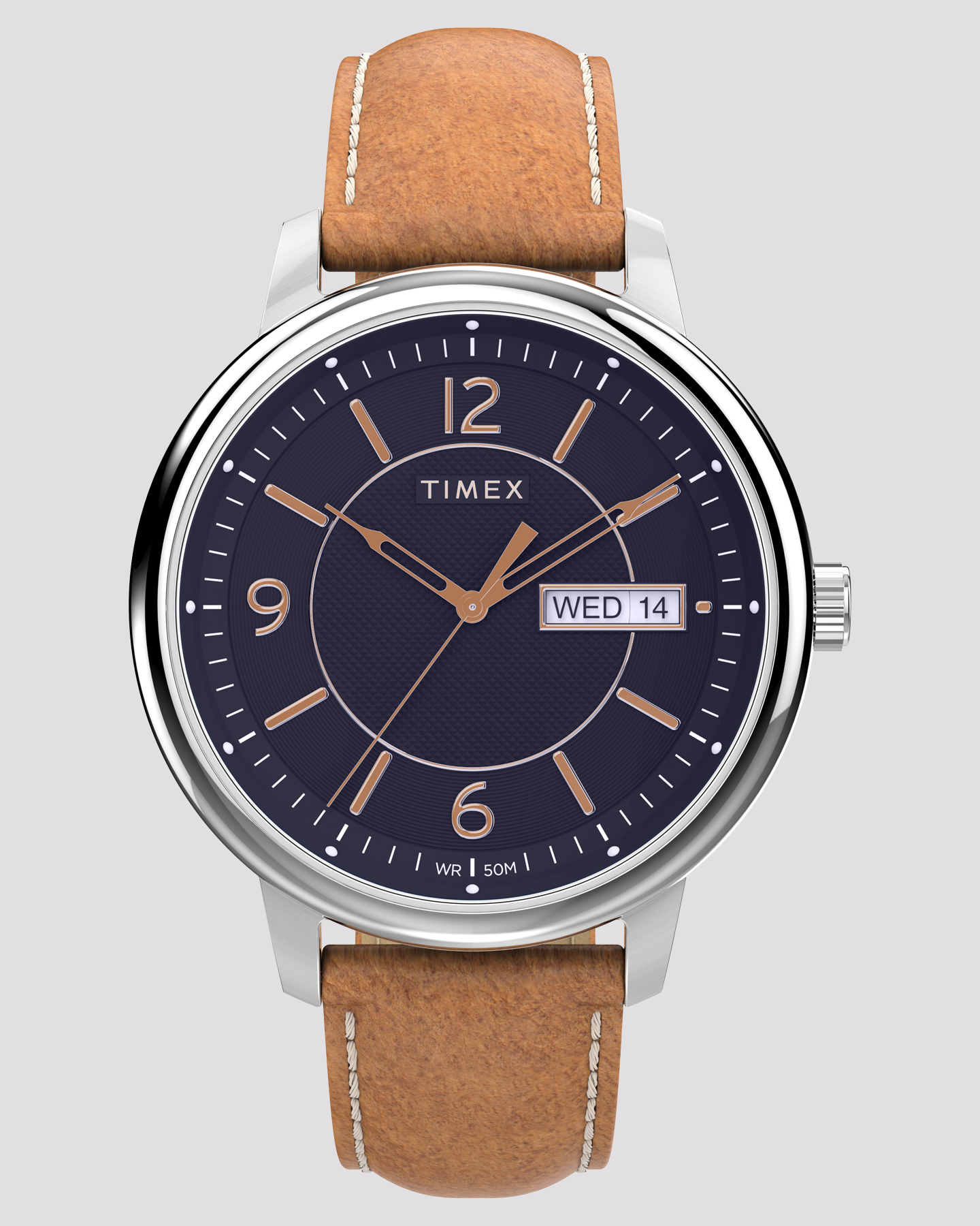 Timex Chicago Day/Date 45Mm Leather Strap Watch - Brown | SurfStitch
