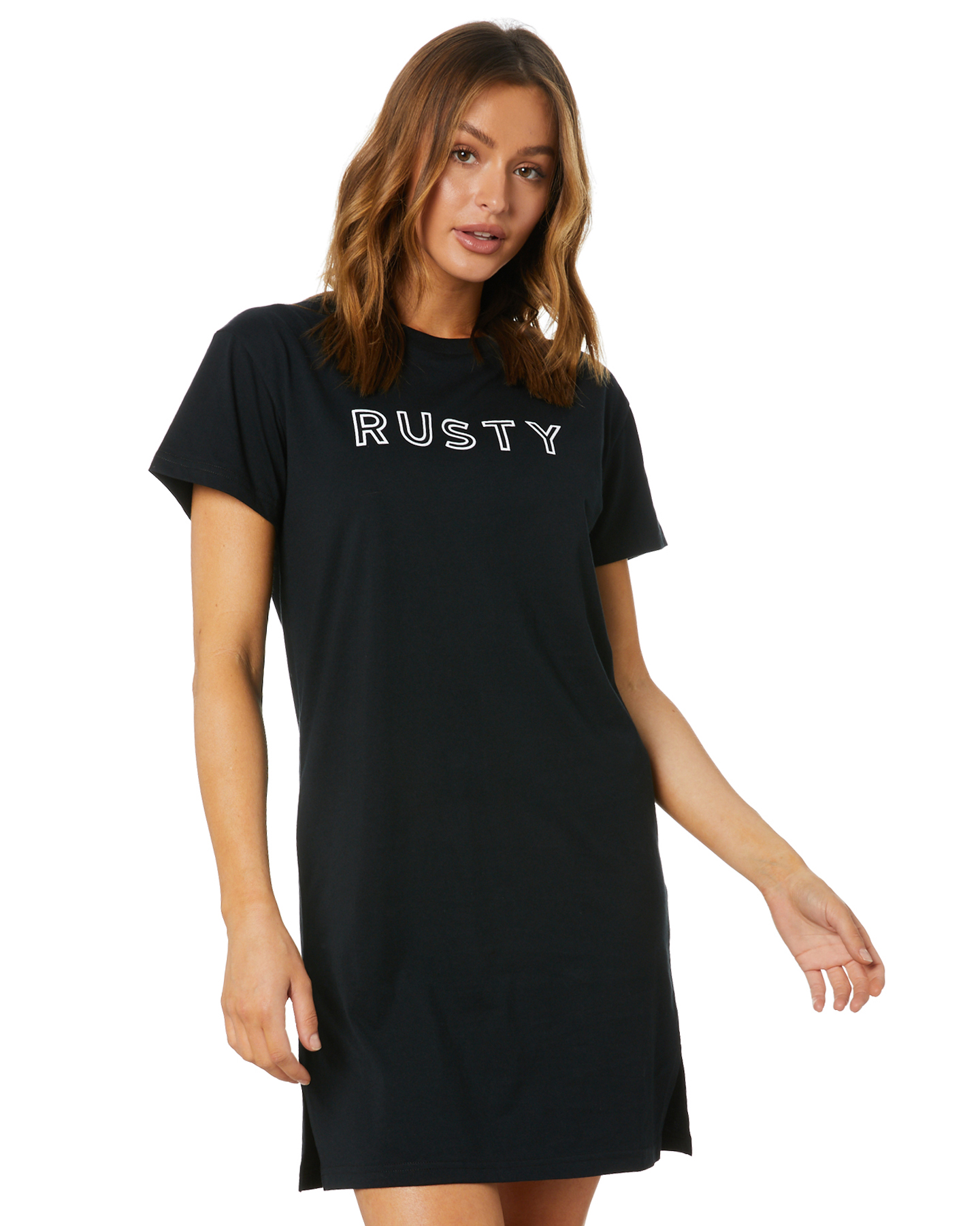 Rusty Cresent Knotted Tee Dress - Black | SurfStitch
