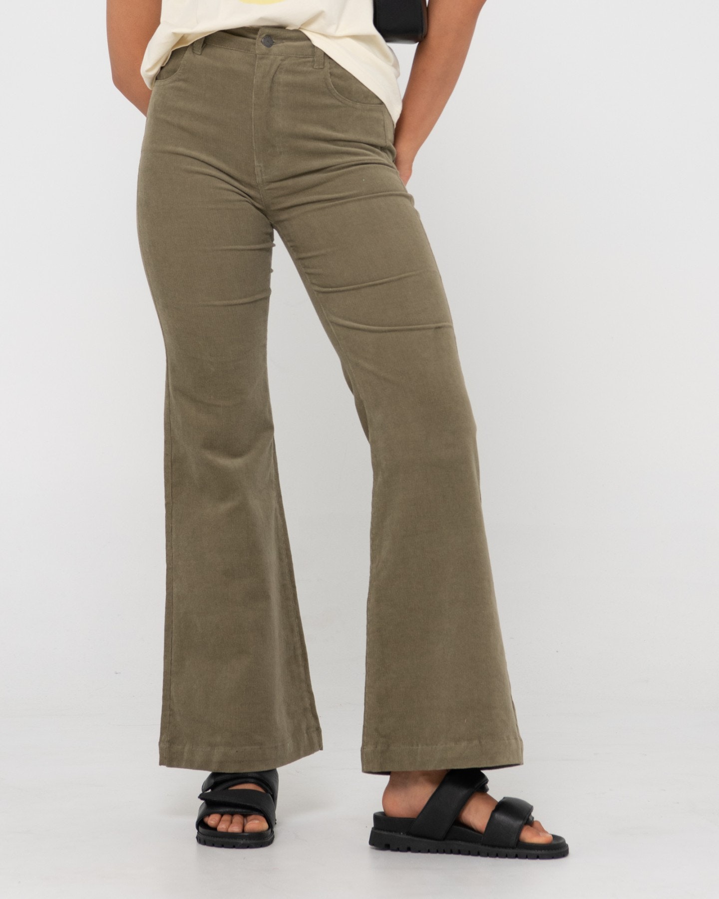 Rusty High-Rise Flare Cord Pant - Faded Olive | SurfStitch
