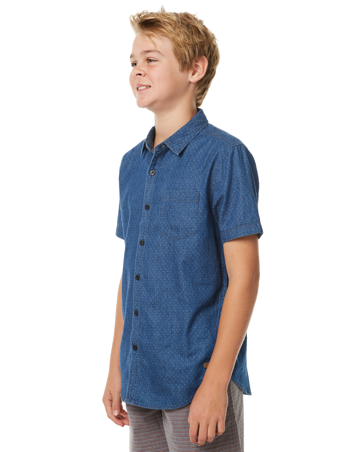 Mossimo Kids Boys Kershaw Ss Shirt - Mid Blue | SurfStitch