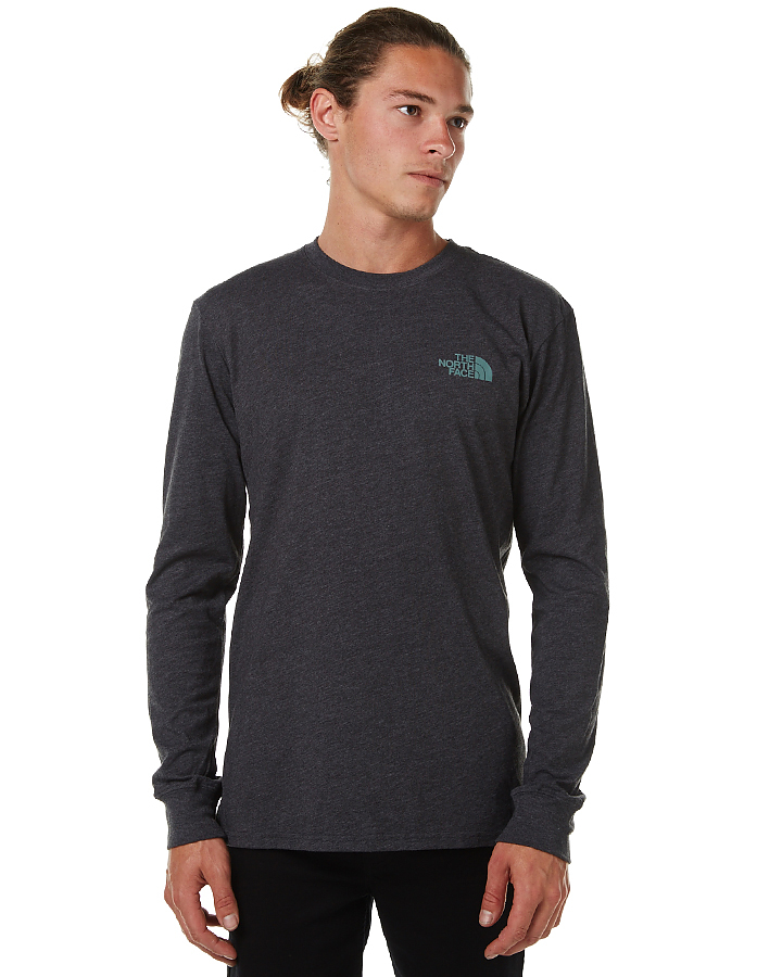 the north face men's red box long sleeve shirt