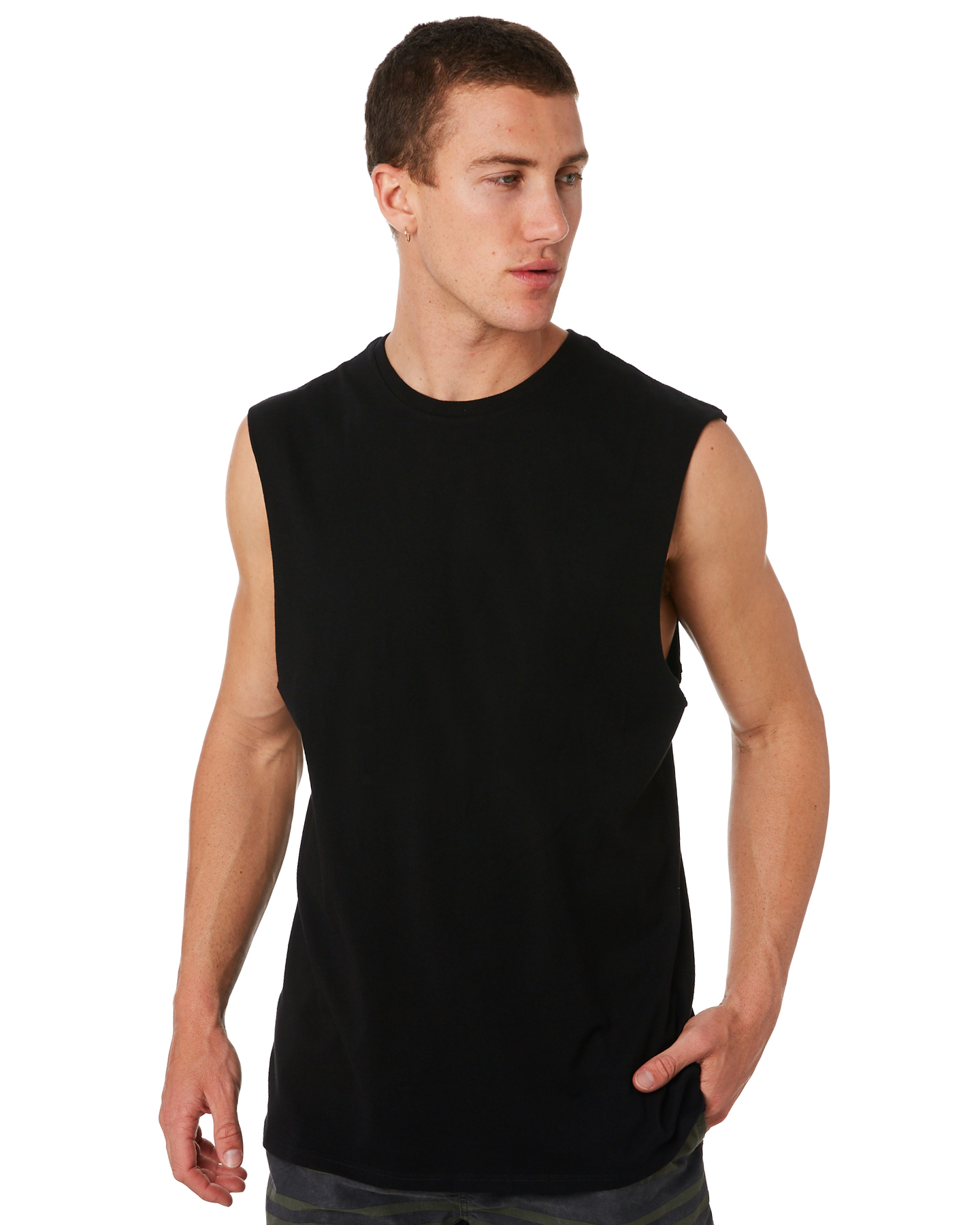 Swell Basic Mens Muscle - Black | SurfStitch