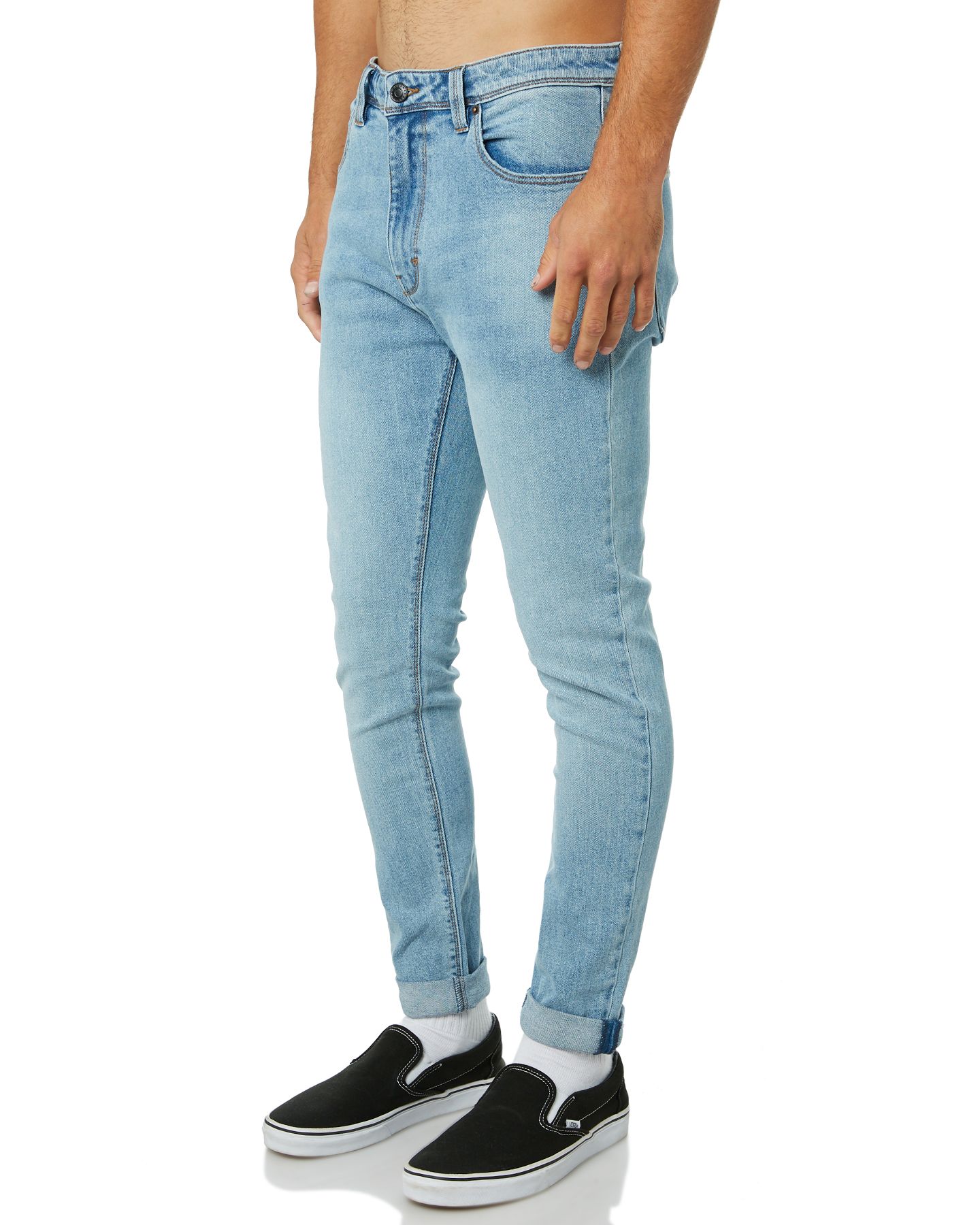 Abrand A Dropped Skinny Turn Up Mens Jean - Yell Blue | SurfStitch