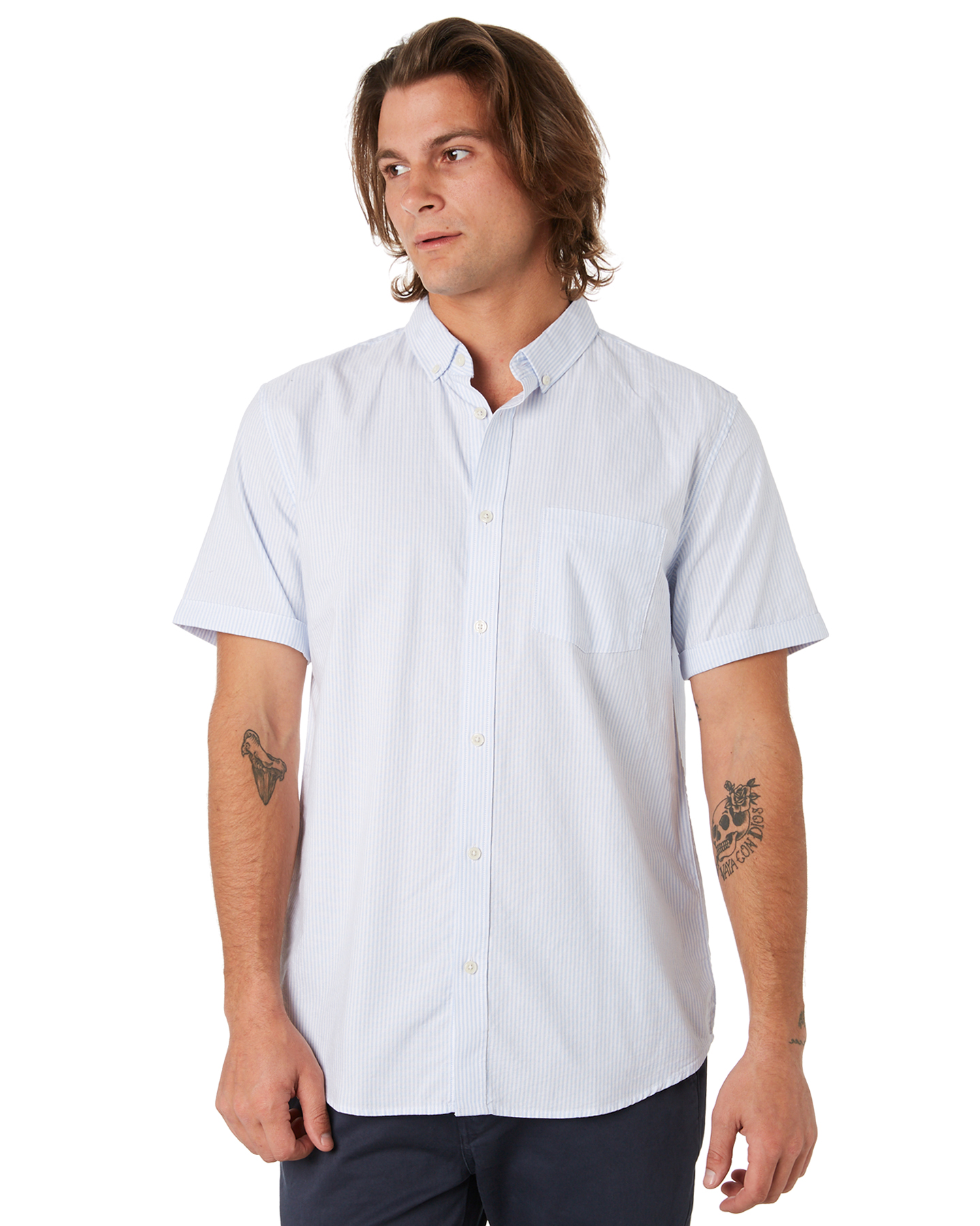 Academy Brand Dillon Mens Ss Shirt - Blue White | SurfStitch