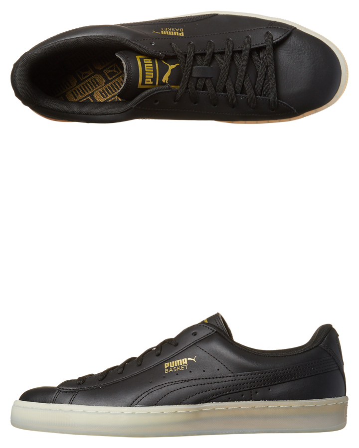Productie Mediaan Stapel Puma Basket Classic Fading Leather Shoe - Black Gold | SurfStitch
