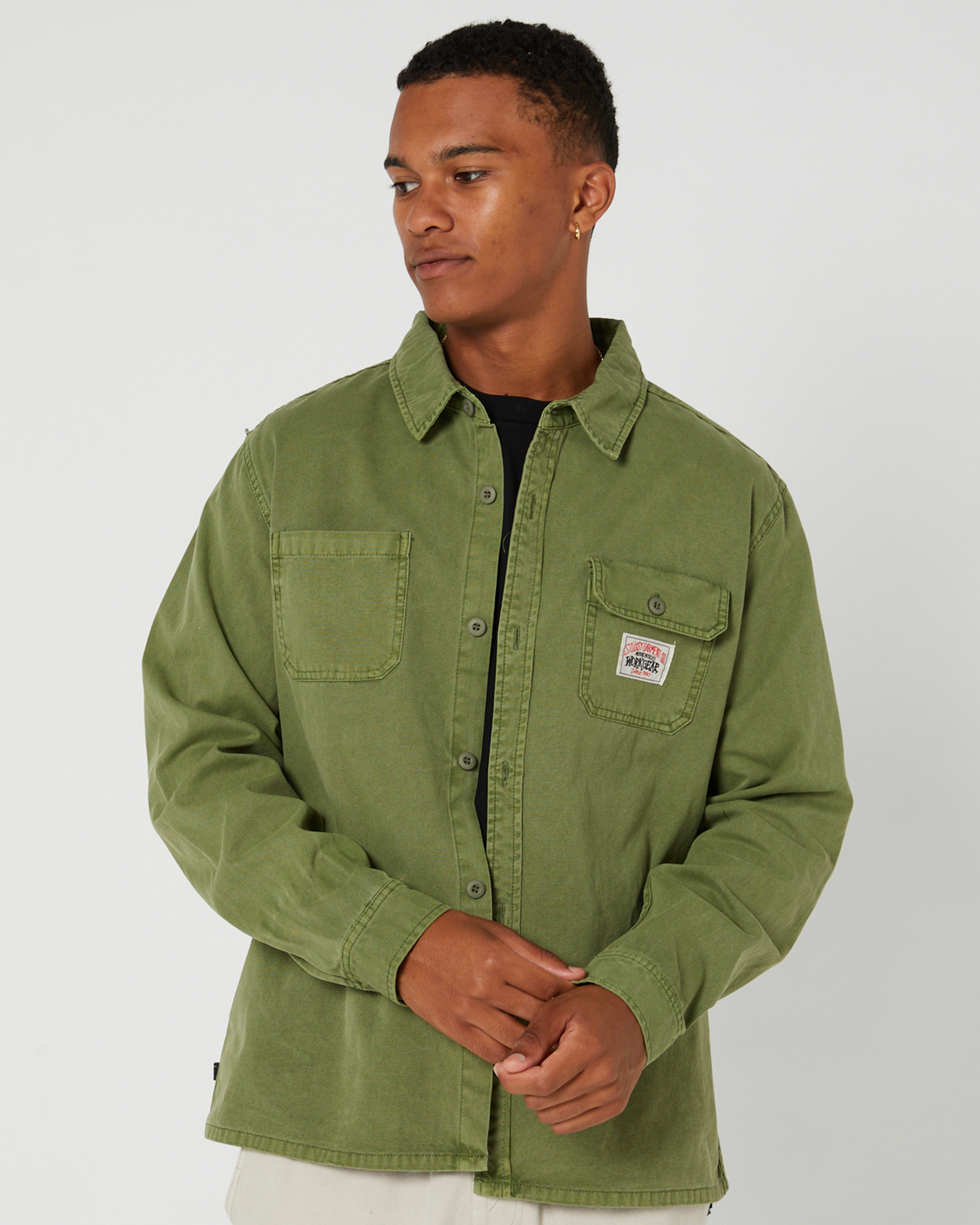 Stussy Authentic Work Ls Shirt - Pigment Military | SurfStitch