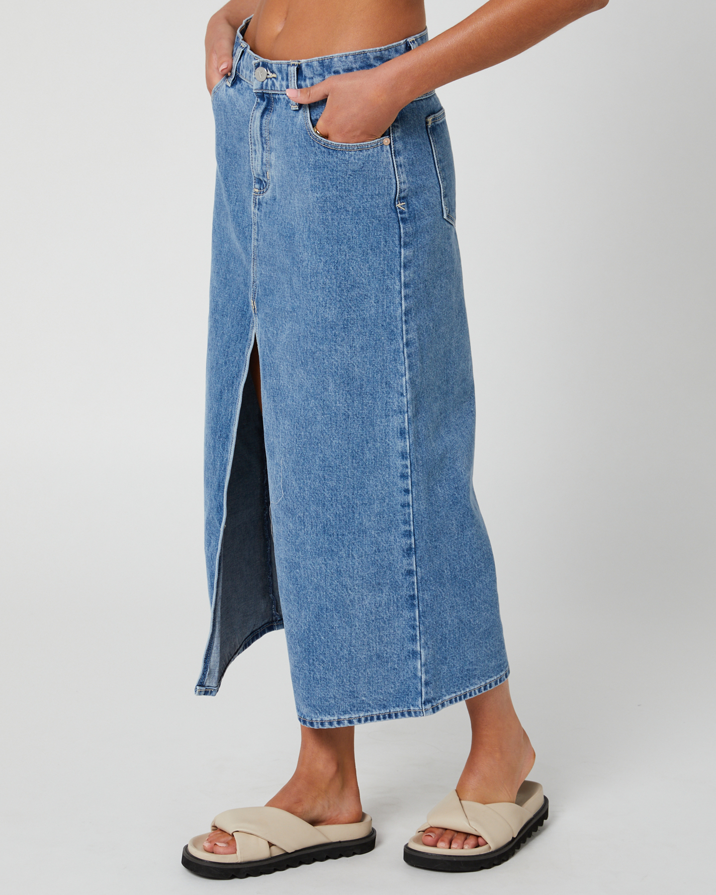 Abrand 99 Low Maxi Skirt Tianna Recycled Mid Vintage Blue