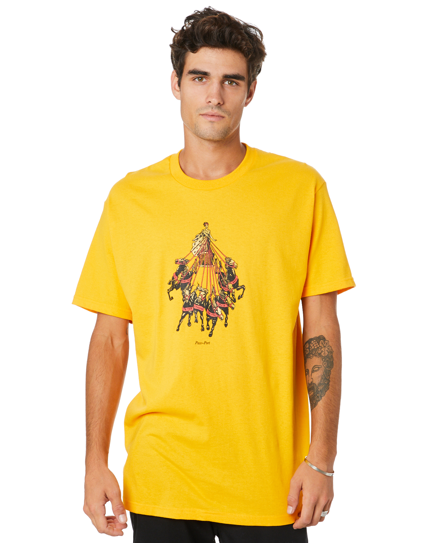 Pass Port State Horses Mens Tee - Gold | SurfStitch